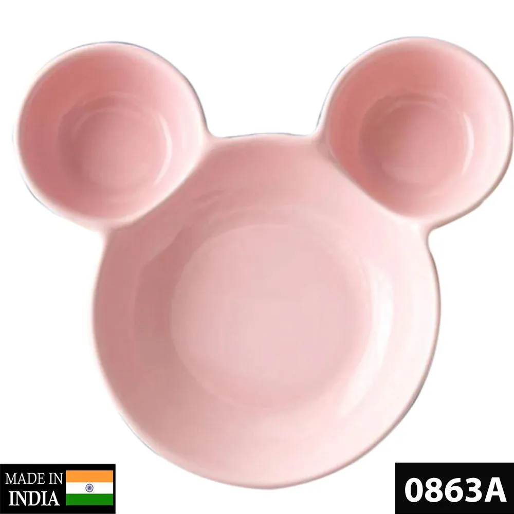 0863A Unbreakable Plastic Mickey Shaped Kids/Snack Serving Plate (Without Sticker)