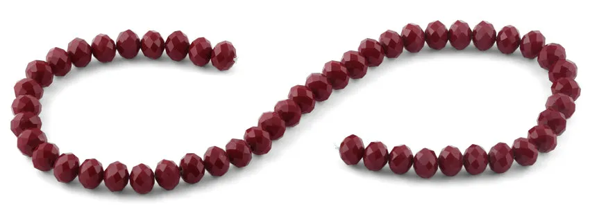 10mm Dark Red Faceted Rondelle Crystal Beads