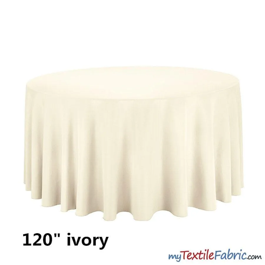 120" Round Polyester Seamless Tablecloth | Sold by Single Piece or Wholesale Box |