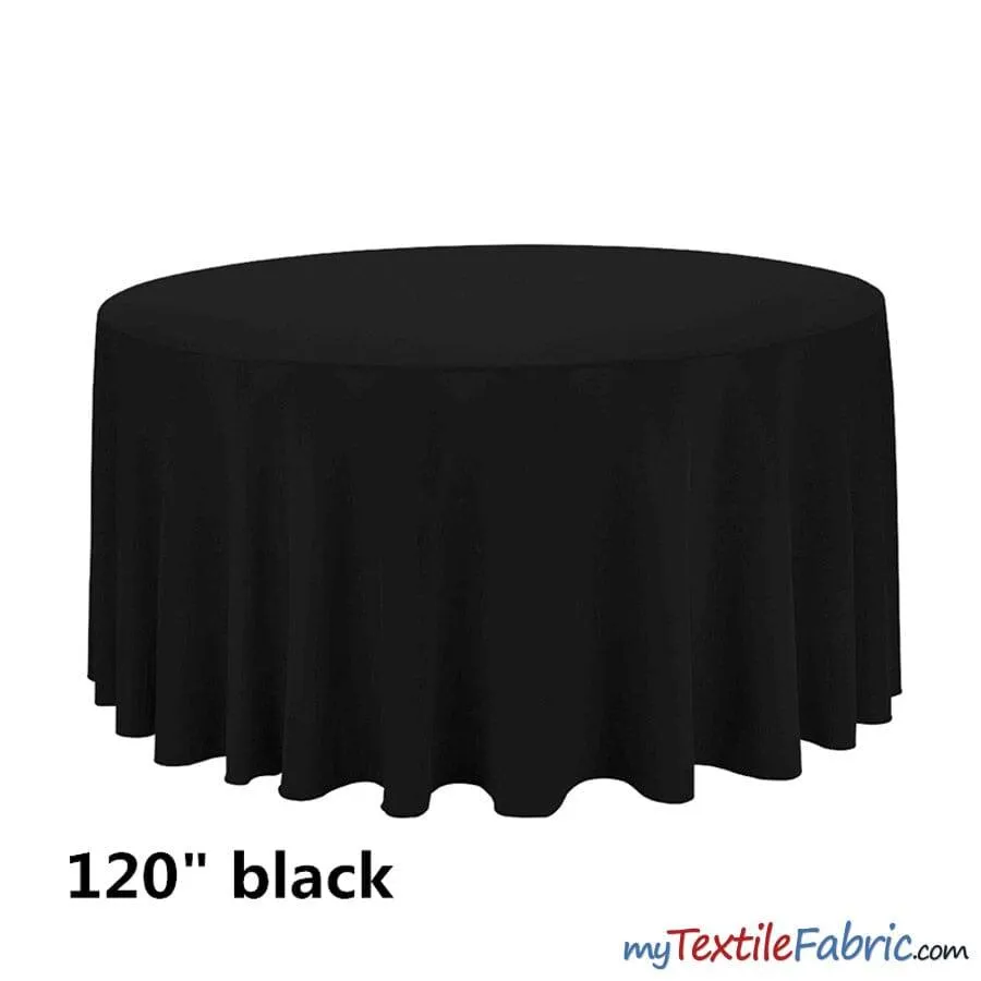 120" Round Polyester Seamless Tablecloth | Sold by Single Piece or Wholesale Box |