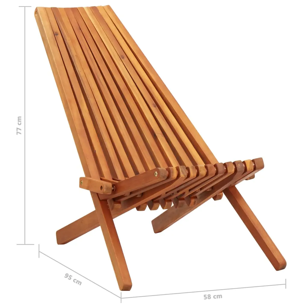 1/2x Solid Acacia Wood Folding Outdoor Lounge Chairs Deck Chair Seat