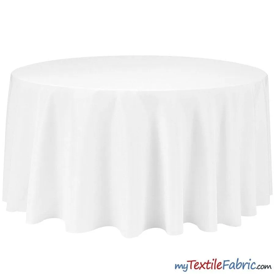 132" Round Polyester Seamless Tablecloth | Sold by Single Piece or Wholesale Box |