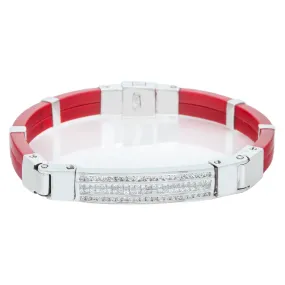 14k 4 Row Diamond Rubber Bracelet 2.50ctw