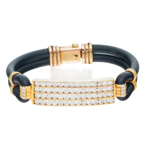 14k 4 Row Diamond Rubber Bracelet 6.5ctw