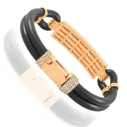 14K Solid Rose Gold Mens Diamond Bracelet 6.50 Ctw