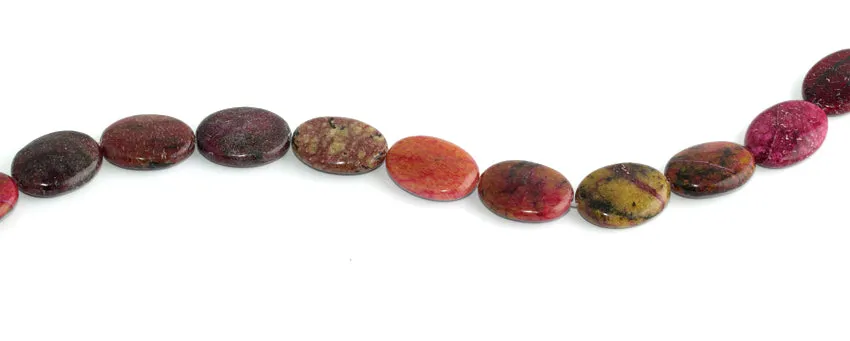 15x20MM Red Turtle Jasper Oval Gemstone Beads