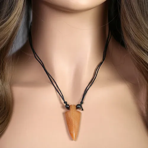 18x44mm Red Aventurine Arrowhead Adj Cord Necklace