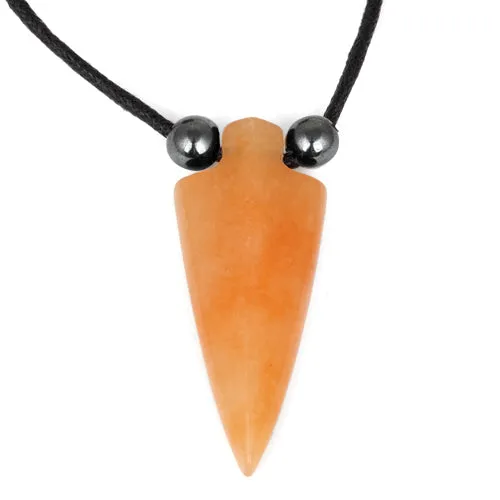 18x44mm Red Aventurine Arrowhead Adj Cord Necklace