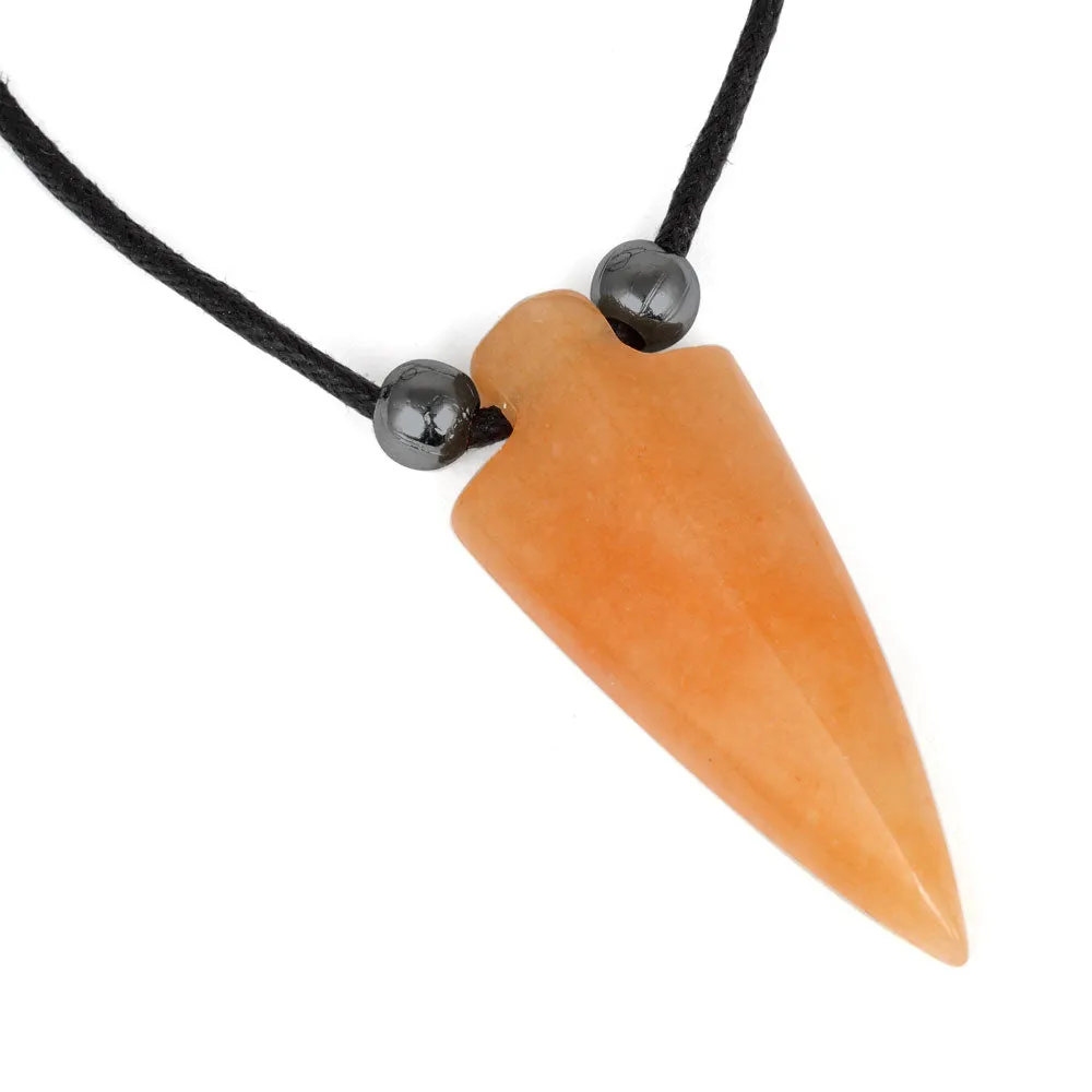 18x44mm Red Aventurine Arrowhead Adj Cord Necklace