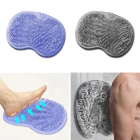 2 PCS Shower Foot & Back Scrubber Mat Hands Free Foot Massager Mat with Non-Slip Suction Cups, Wall Mounted Silicone Bathroom Wash Foot Pad Exfoliating Dead Skin Foot Brush