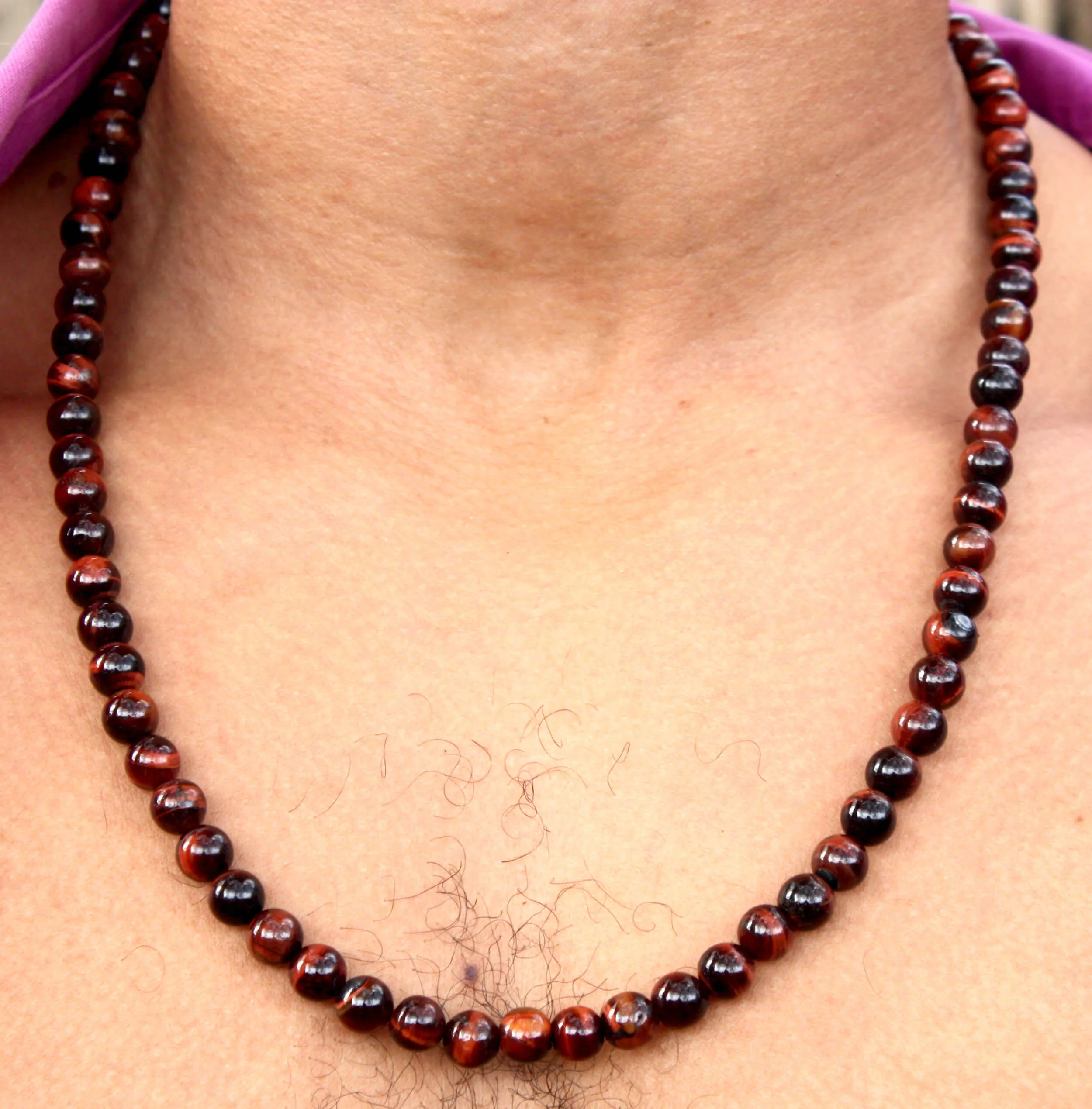 24 inch Red Tiger Eye Necklace 8mm