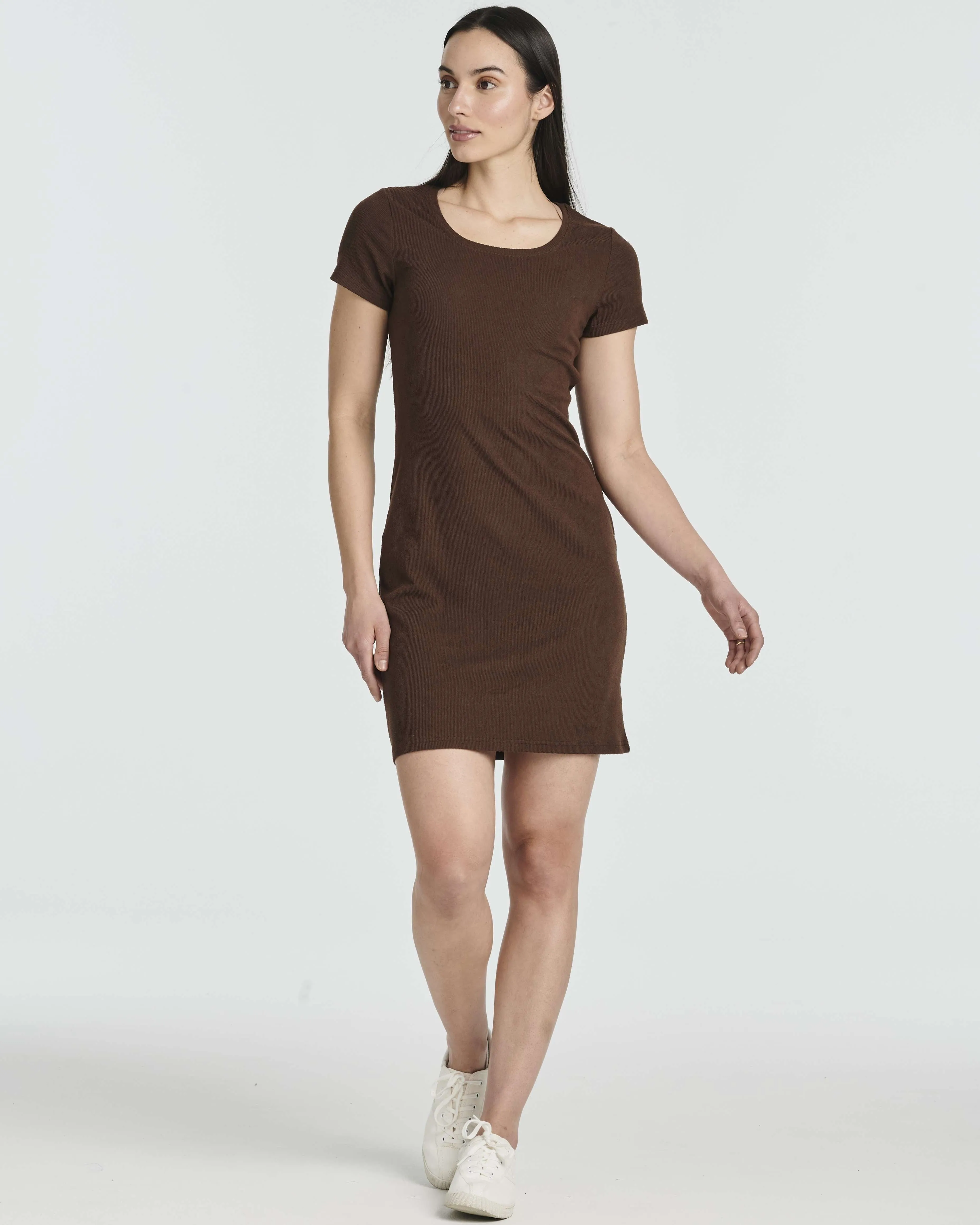 3 Pack: Women's Mini Short Sleeve Ribbed T-Shirt Dress