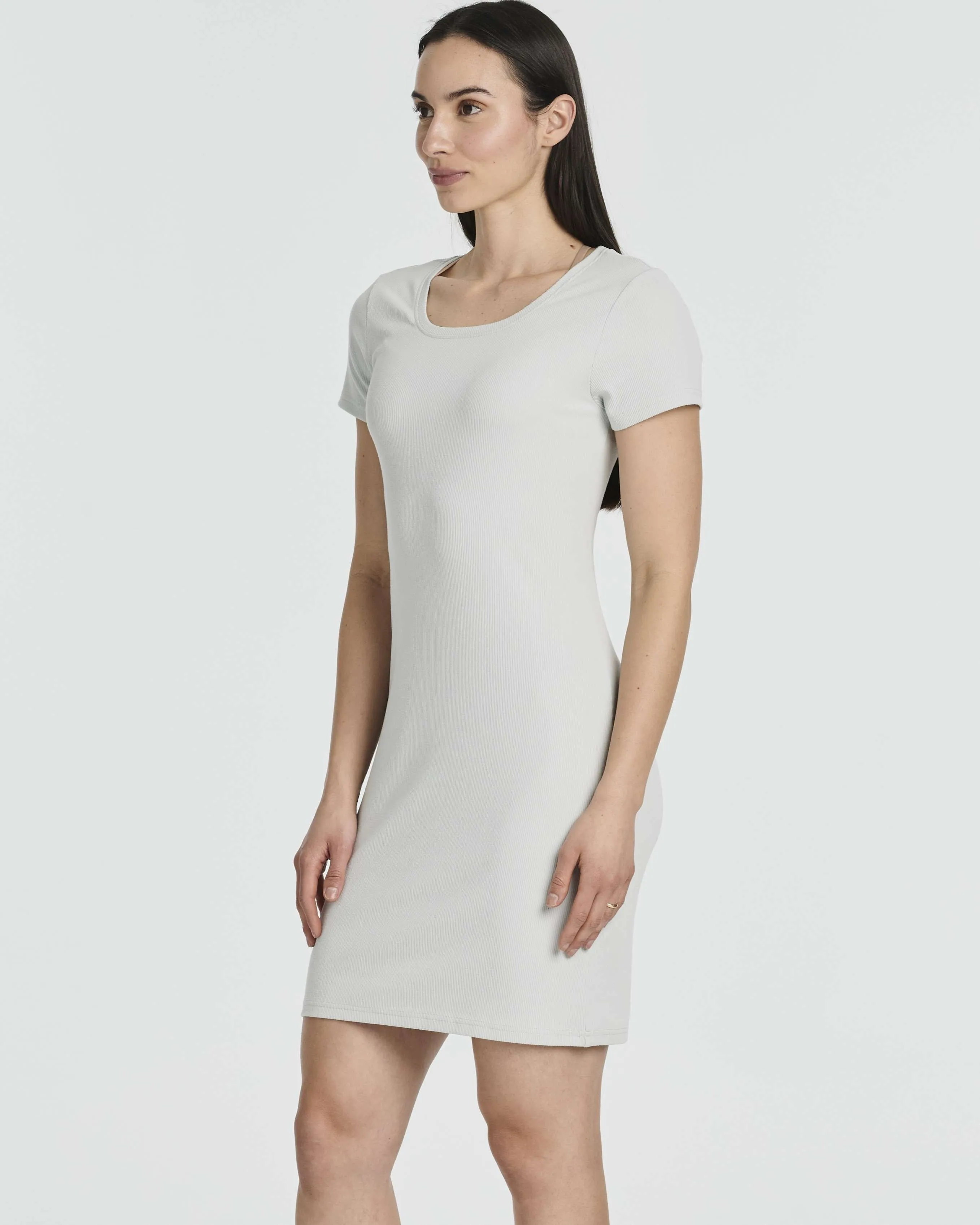 3 Pack: Women's Mini Short Sleeve Ribbed T-Shirt Dress