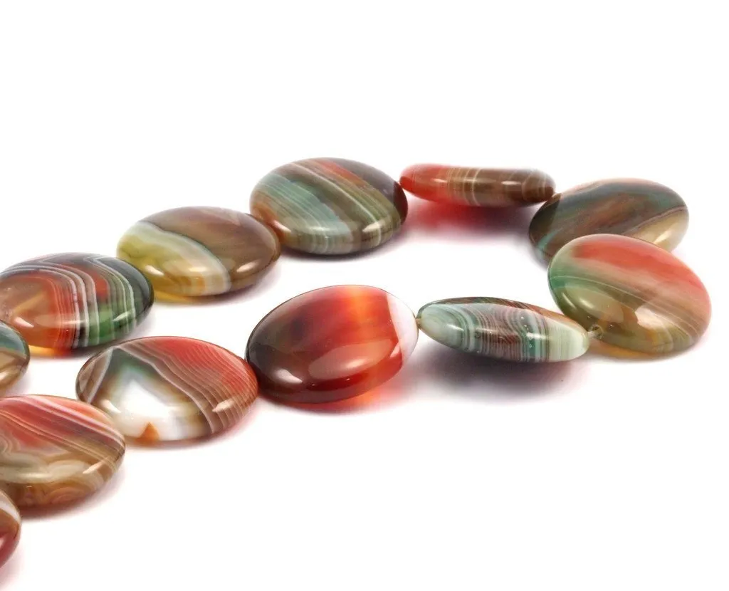 Agate 30mm Coin Gemstone Beads-full Strand 15.5 Inches T009