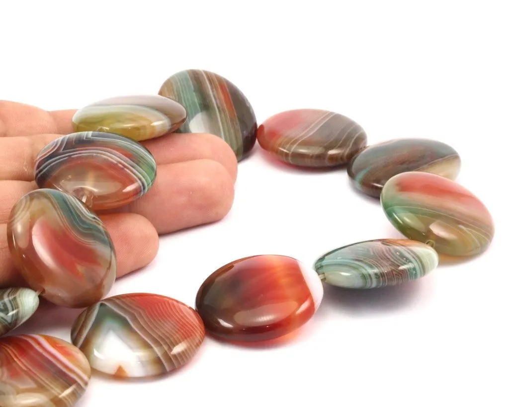 Agate 30mm Coin Gemstone Beads-full Strand 15.5 Inches T009