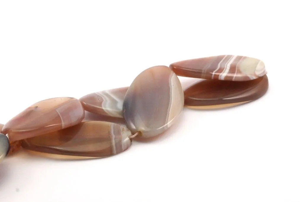 Agate 50x27 Mm Oval Gemstone Beads 15.5 Inches T022