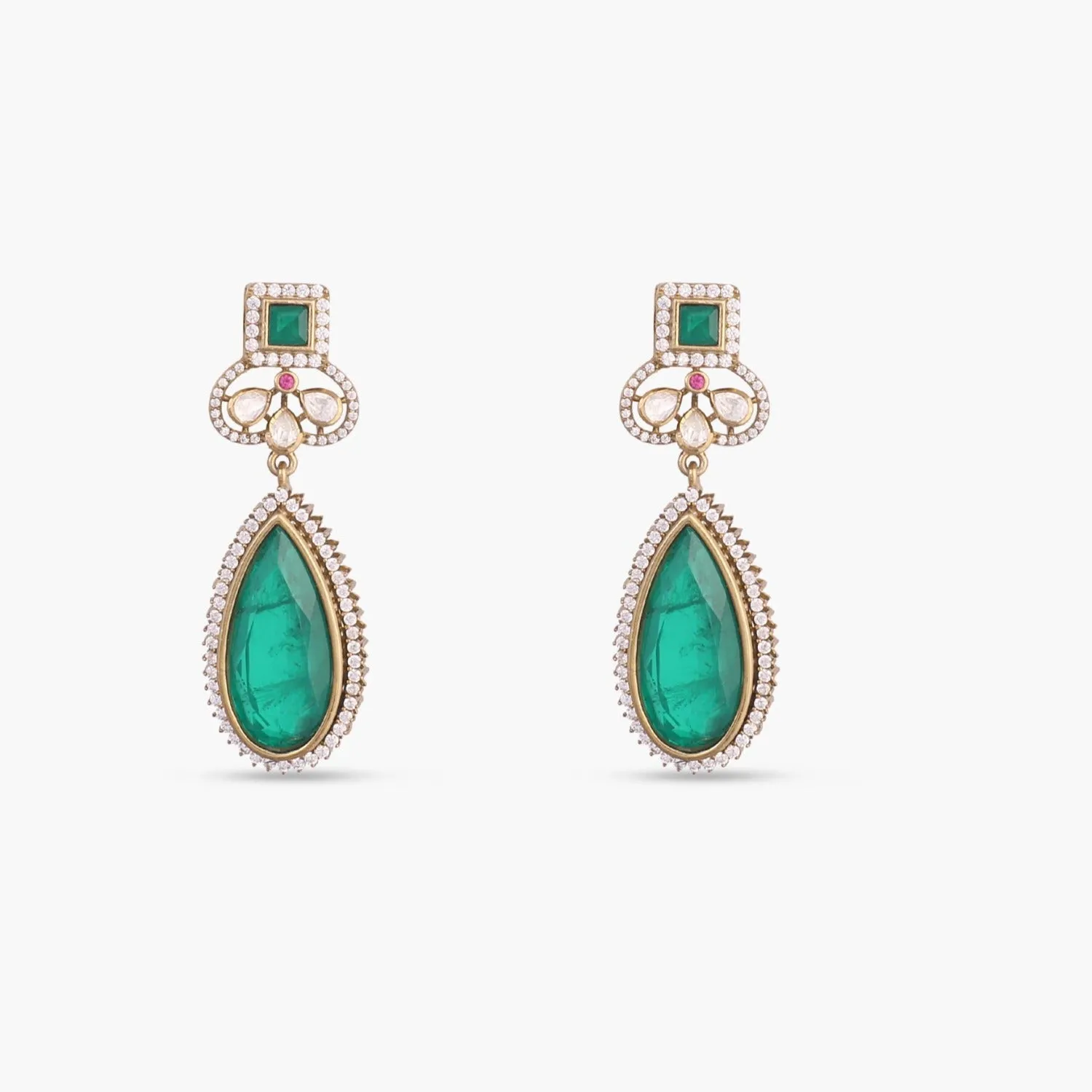 Ahad Moissanite and Gemstone Silver Drop Earrings