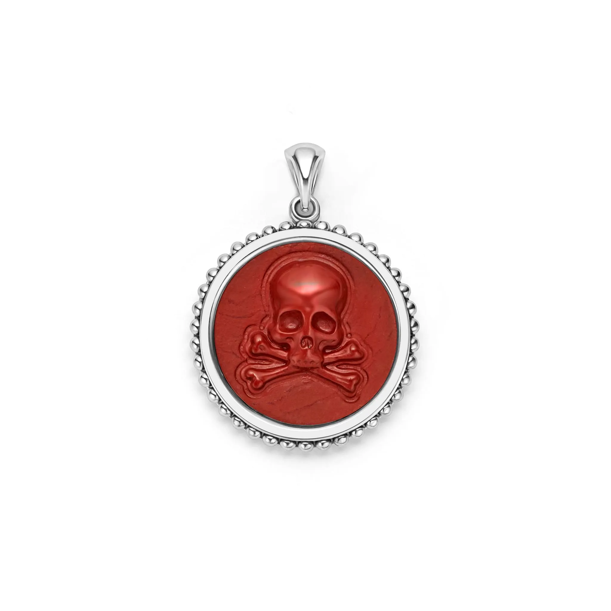 Anthem Red Jasper Skull Crossbone Amulet