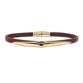 Arc Single Wrap Bracelet - Leather & Yellow Gold Vermeil