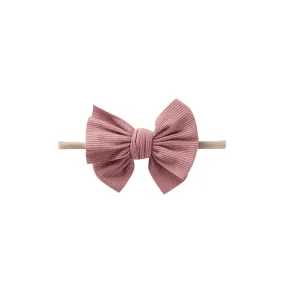 Baby Mini Textured Bow Headband in Blush