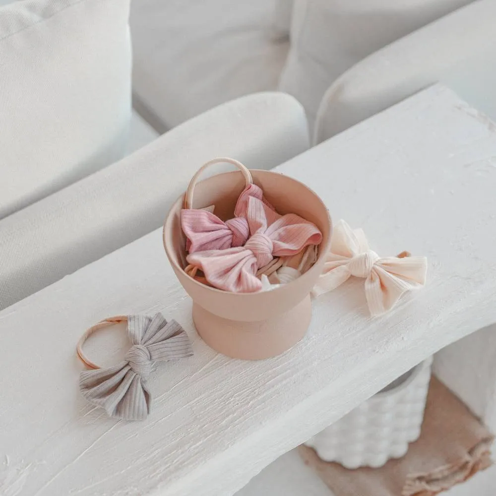 Baby Mini Textured Bow Headband in Mustard