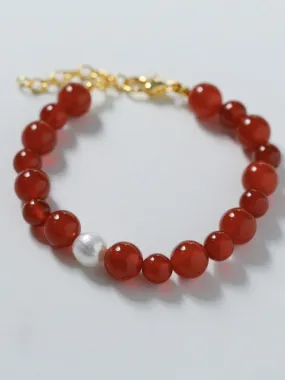 Baroque Pearl Red Onyx Bracelet