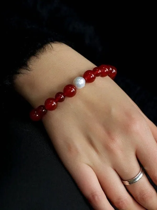 Baroque Pearl Red Onyx Bracelet