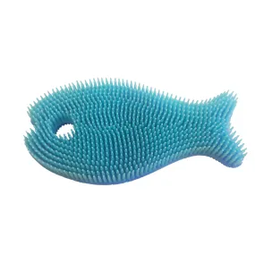 Bathin' Smart Silicone Bath Scrub- Fish Periwinkle/Aqua