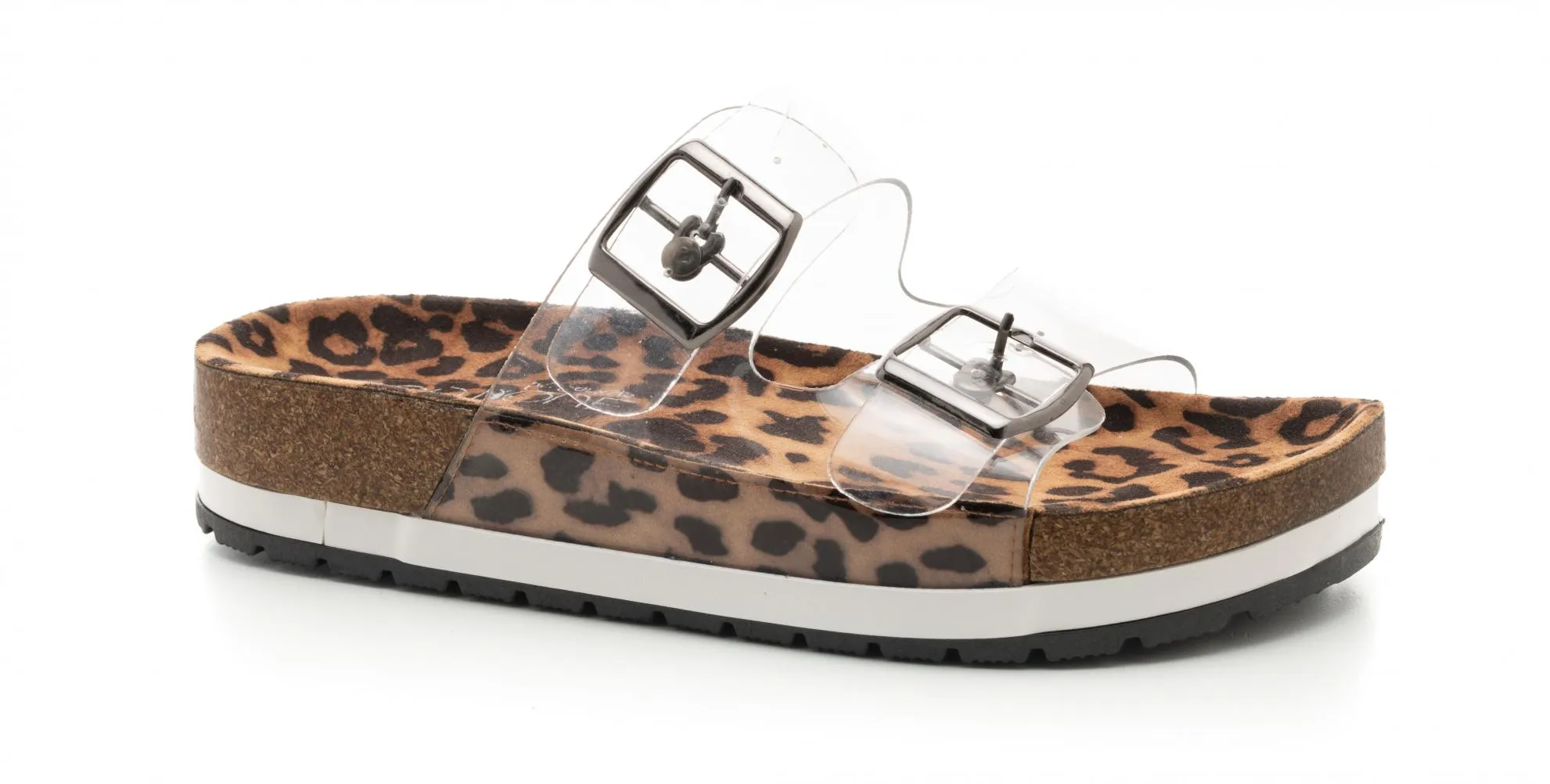 Beach Babe Clear Leopard Slide