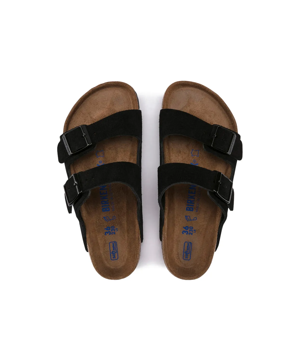 Birkenstock Arizona Suede Leather Black Soft Footbed Sandals