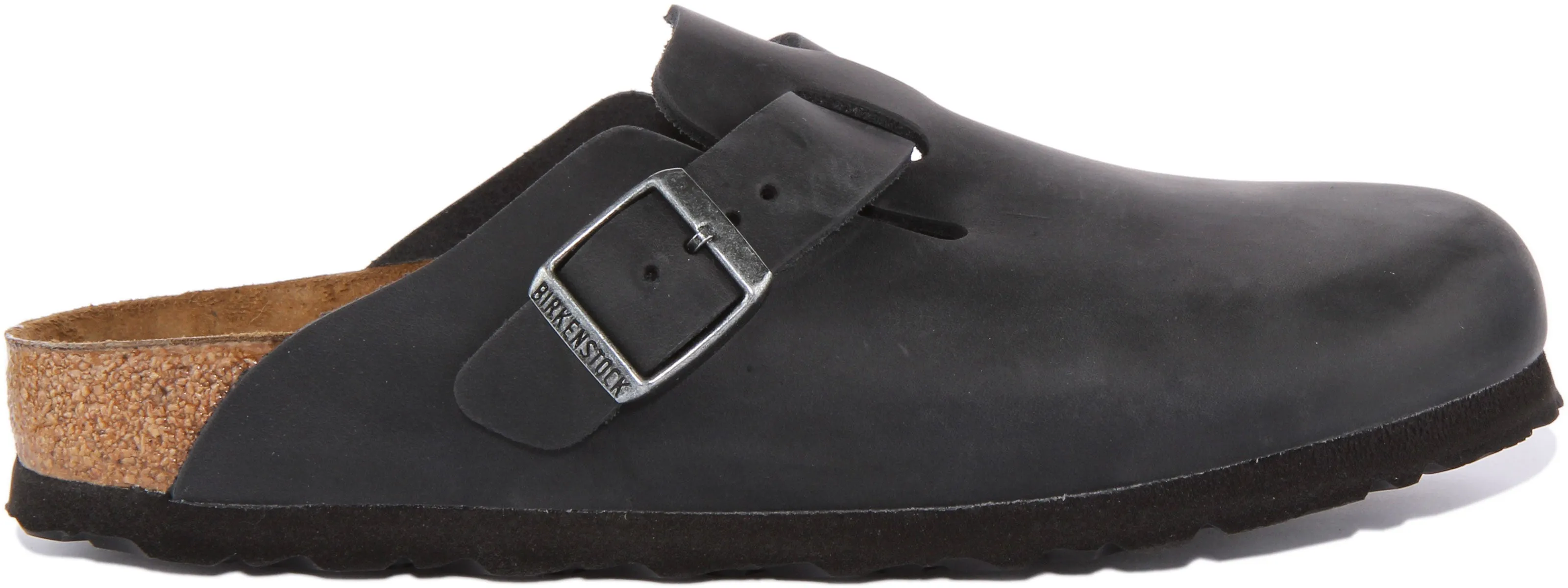 Birkenstock Boston NL In Black Leather | Narrow Fit