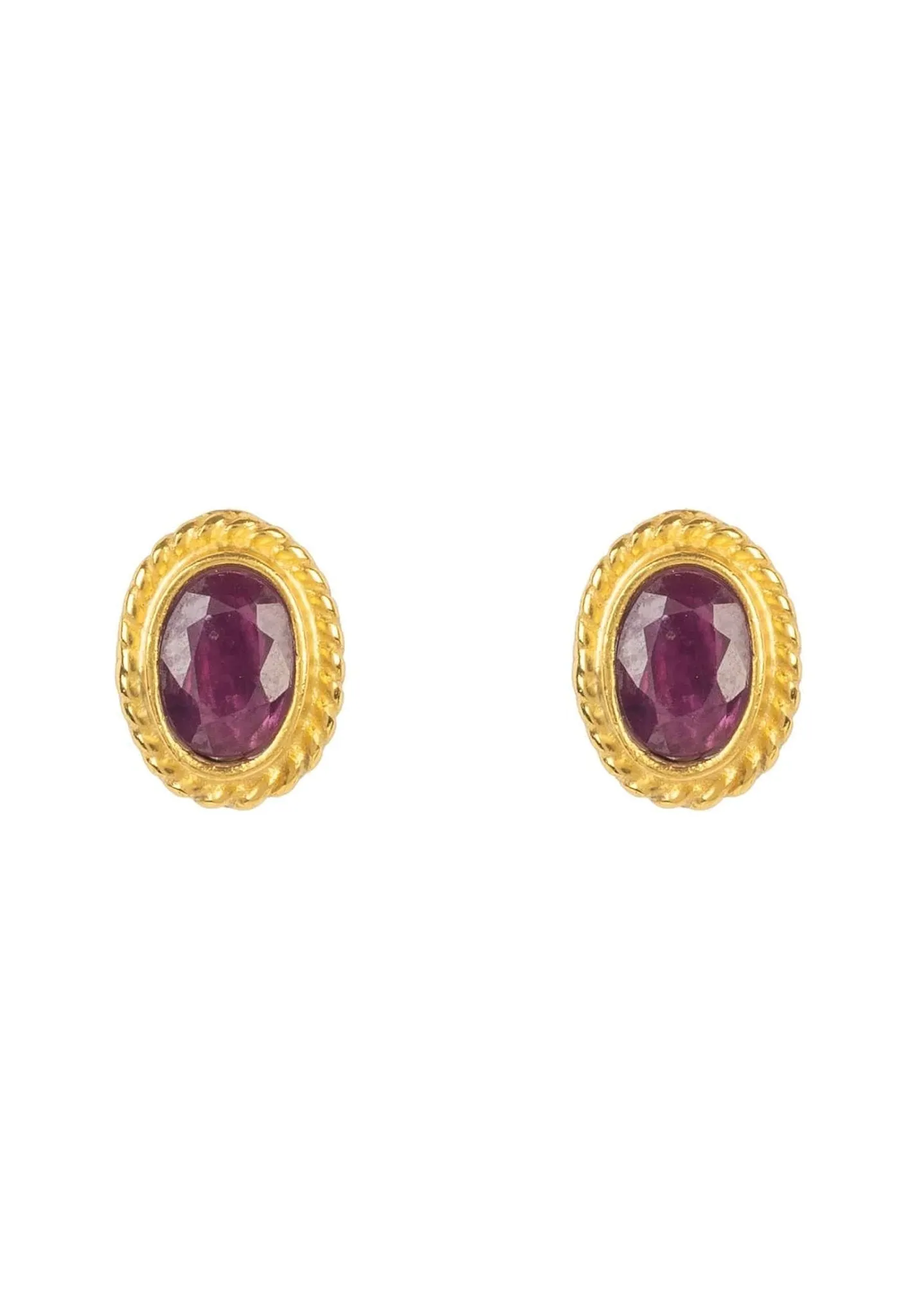 Birthstone Gold Gemstone Stud Earring July Ruby