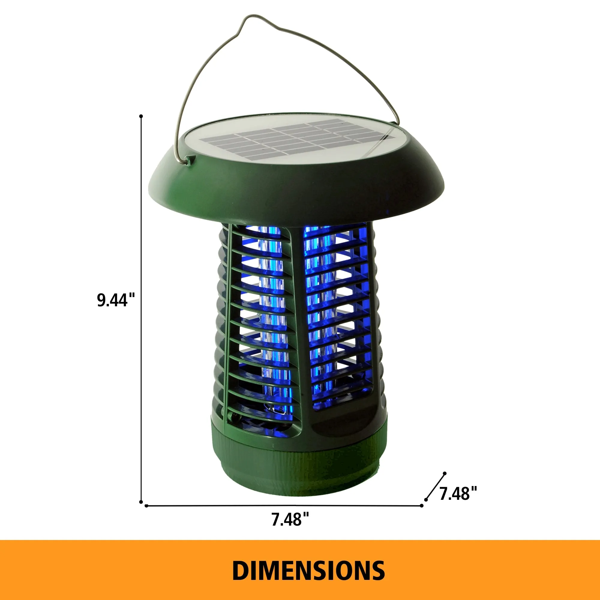 Bite Shield Solar-Powered Insect Zapper Flying Insect Killer, Outdoor Bug Trap, Chemical-Free Pest Control for Moths Gnats Mosquitoes Cottage Beach Backyard Camping Hunting Fishing Boating Barbecue