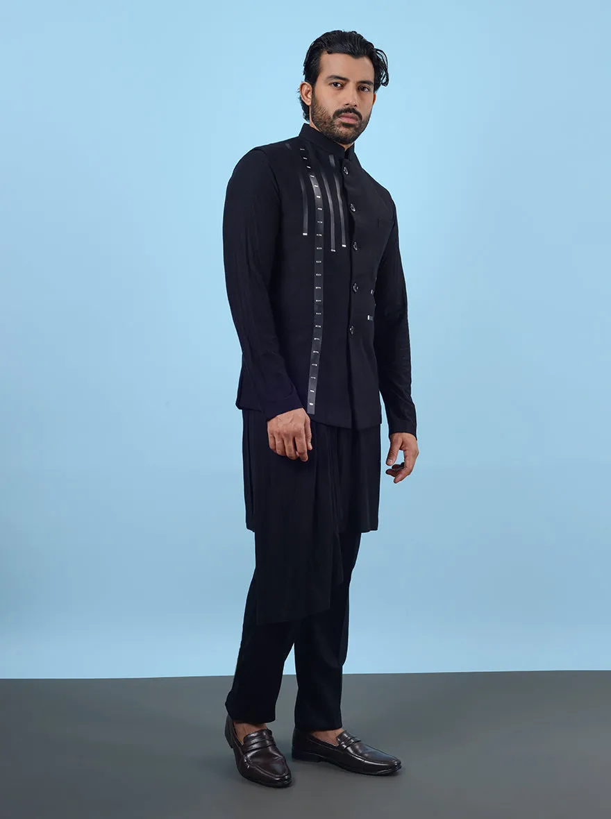 Black Kurta Set with Koti | TULA