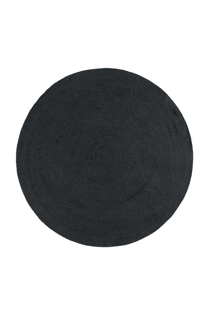 Black Round Rug - 200x200