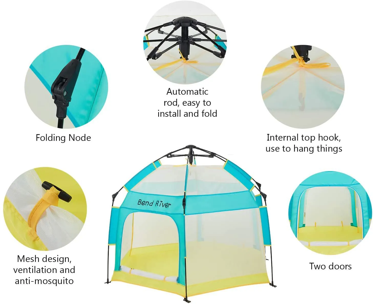 BRiverLux™ Foldable Baby Playpen w/ Canopy: Play Yard Tent Indoor/Outdoor Net