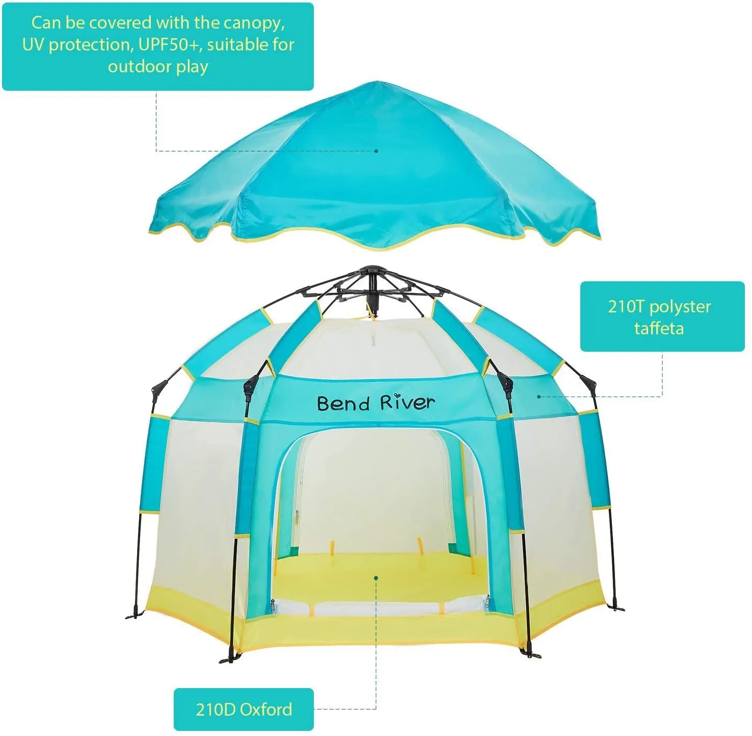 BRiverLux™ Foldable Baby Playpen w/ Canopy: Play Yard Tent Indoor/Outdoor Net