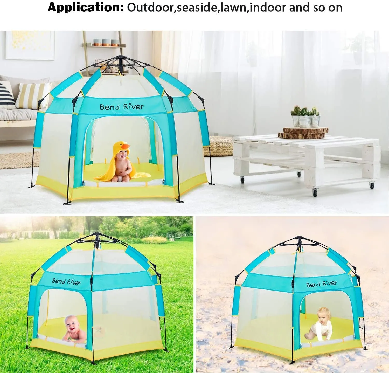 BRiverLux™ Foldable Baby Playpen w/ Canopy: Play Yard Tent Indoor/Outdoor Net