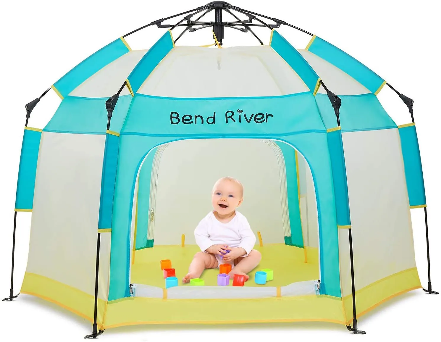 BRiverLux™ Foldable Baby Playpen w/ Canopy: Play Yard Tent Indoor/Outdoor Net