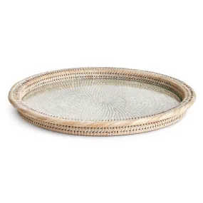 Burma Rattan Serving Platter - Whitewash