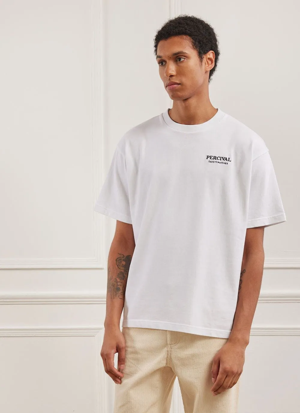 Campers Safety Matches Oversized T Shirt | Embroidered Organic Cotton | White