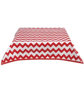 Chevron Red Oilcloth Tablecloth with Solid Red Trim