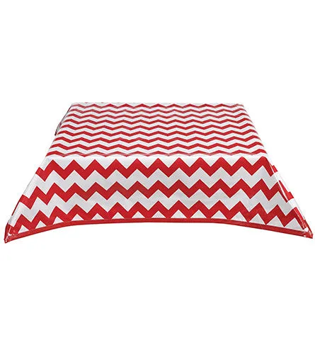 Chevron Red Oilcloth Tablecloth with Solid Red Trim