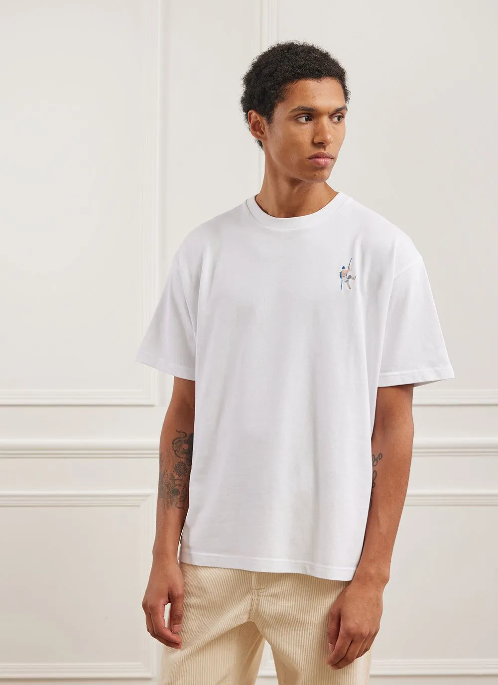 Climber Safety Matches Oversized T Shirt | Embroidered Organic Cotton | White