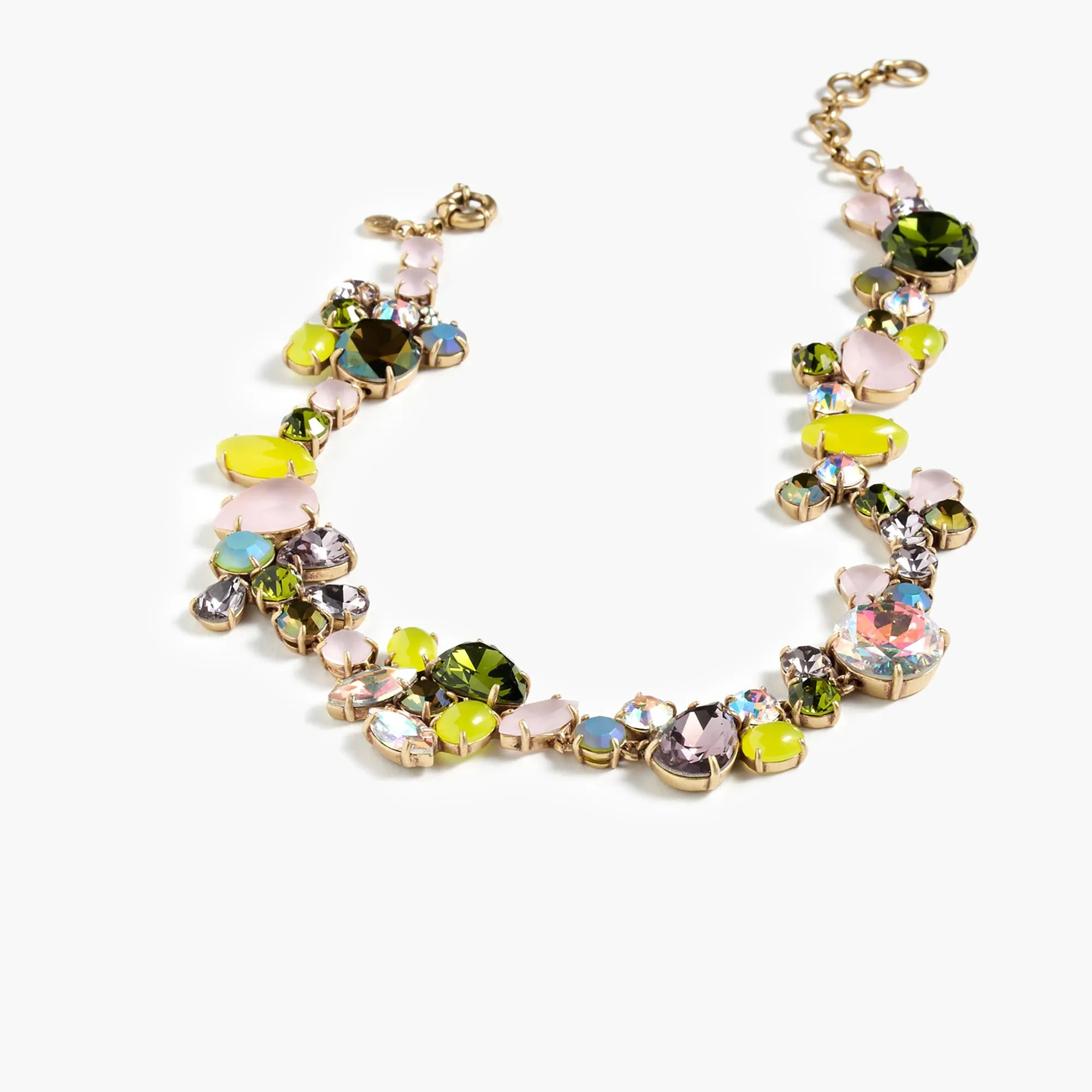 Colorful crystal foliage necklace