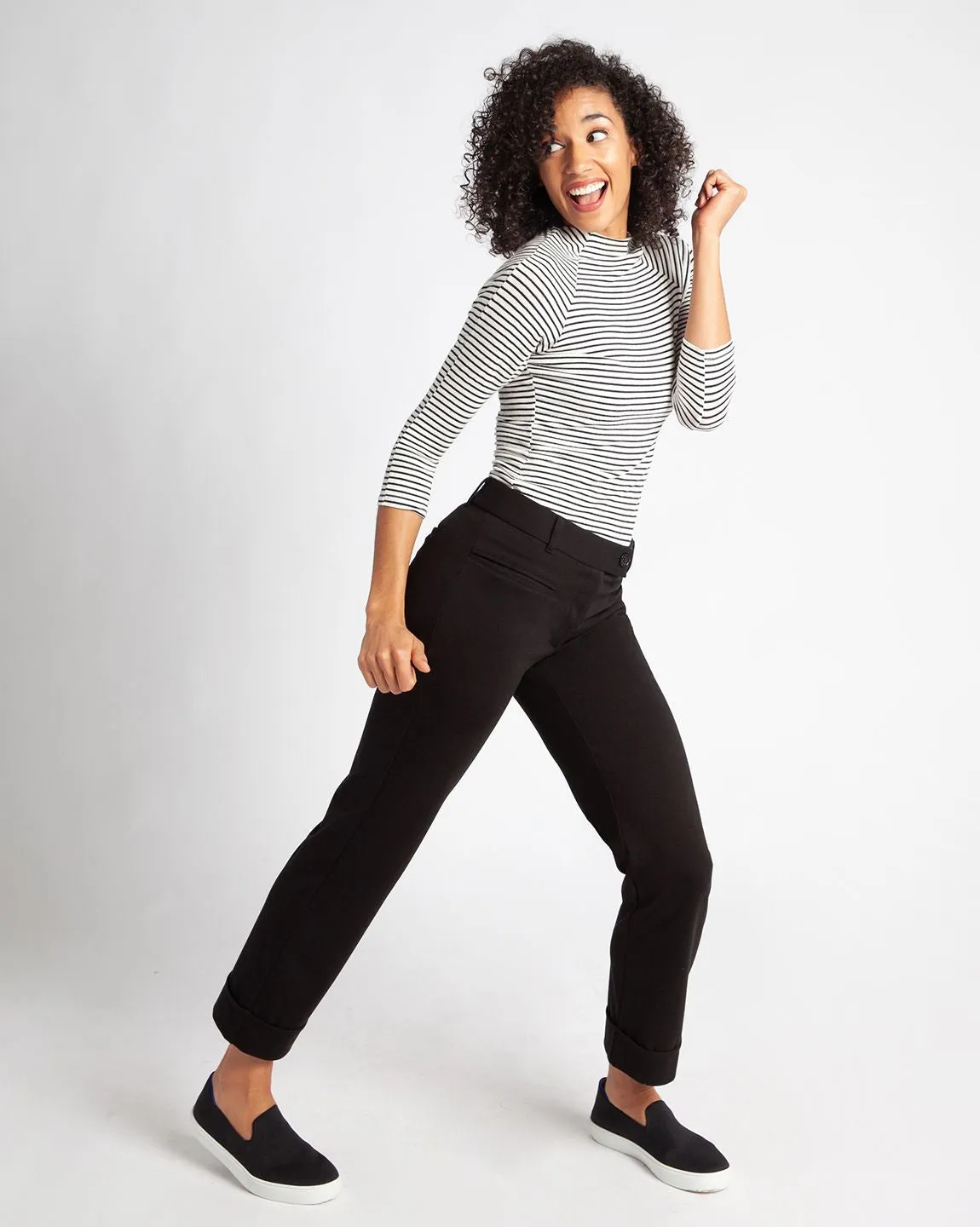 Crop | Lite Dress Pant Yoga Pants (Black)