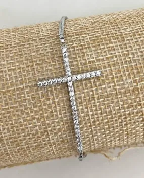 CZ ADJUSTABLE CROSS BRACELET BR7885R