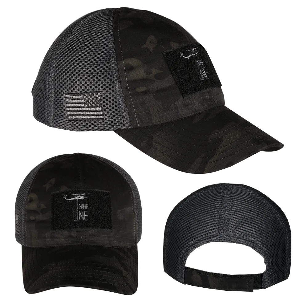 Dark American Made Mesh Back Hat with Dropline