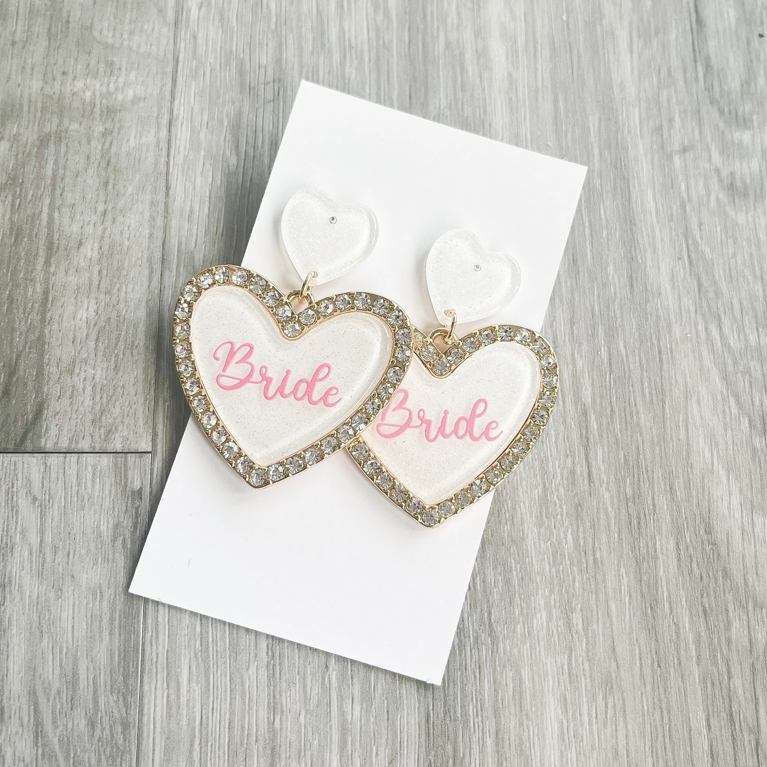 Double Diamond Bride Heart Earrings