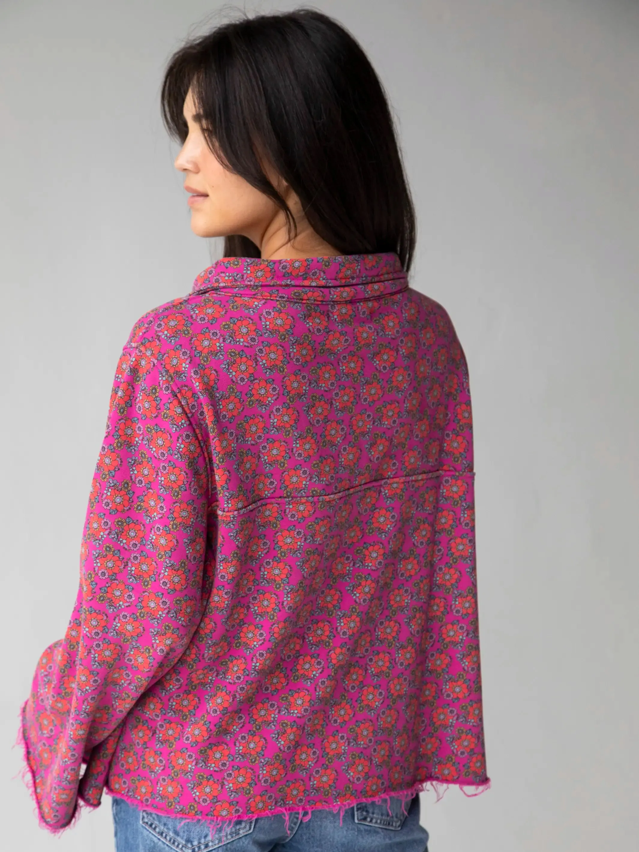 Easy Does It Sweatshirt - Hot Pink Mod Floral